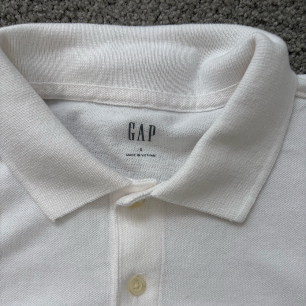 Men’s GAP Polo Shirt Cotton Short sleeves white w blue stripes Size Small - Picture 6 of 7